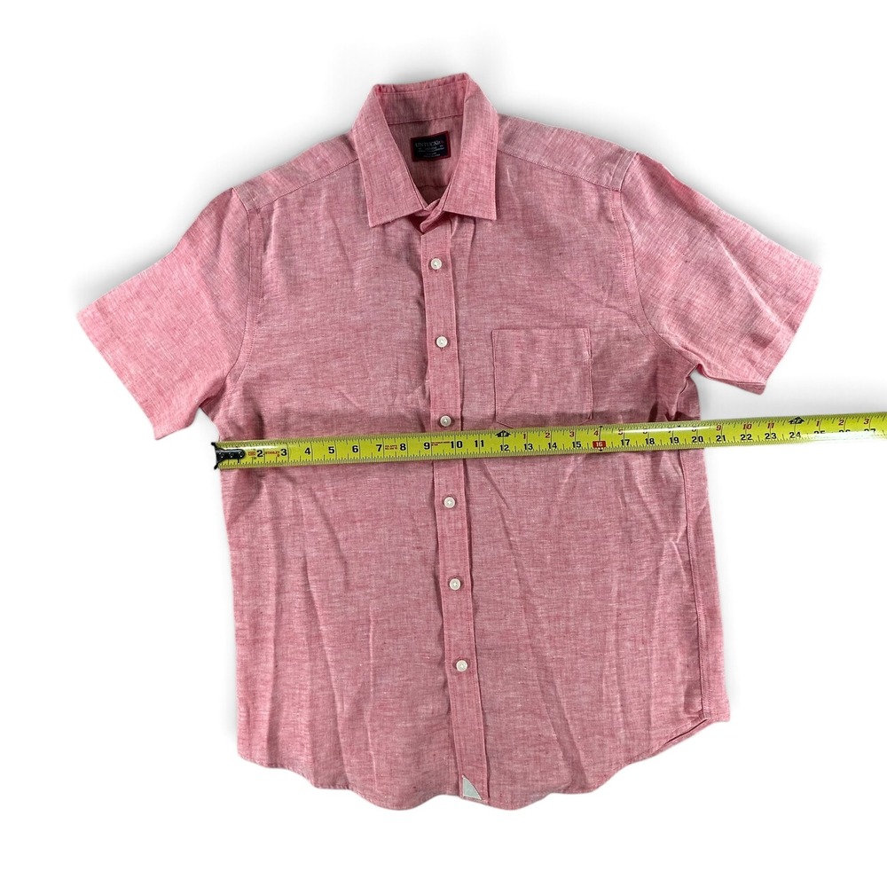 UNTUCKit Cameron Shirt Mens M Red 100% Linen Short Sleeve Slim Fit Button Up - Picture 5 of 8